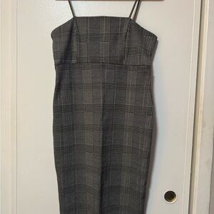 Vibe Black and Gray Checkered Midi Dress